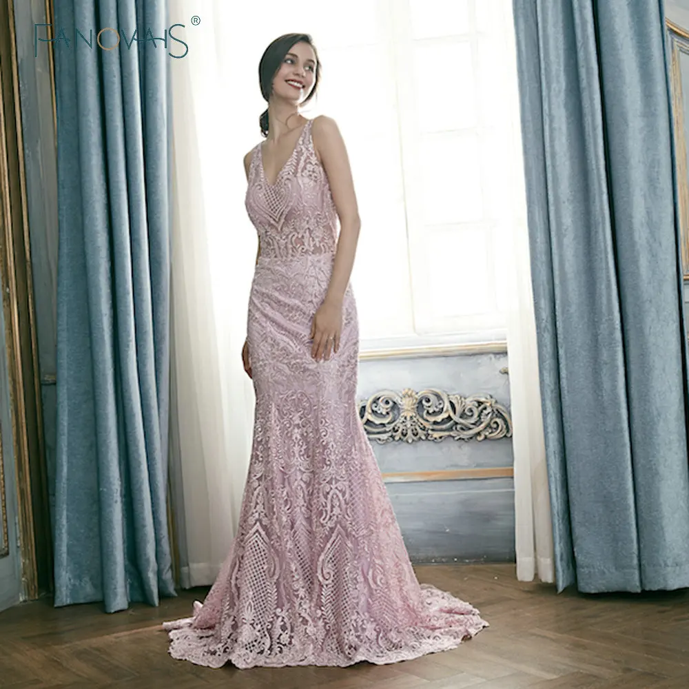 Светло-фиолетовые вечерние платья 2019 кружевные со съемным шлейфом Vestido De Festa Robe