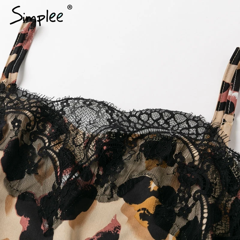 Simplee Sexy v neck leopard satin camis womens Sleeveless backless female tank top Summer streetwear lady camisole feminino | Женская