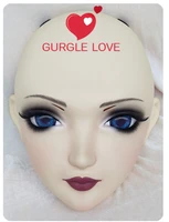 gl057 sweet girl resin half head bjd kigurumi mask with eyes cosplay anime role lolita mask crossdress doll
