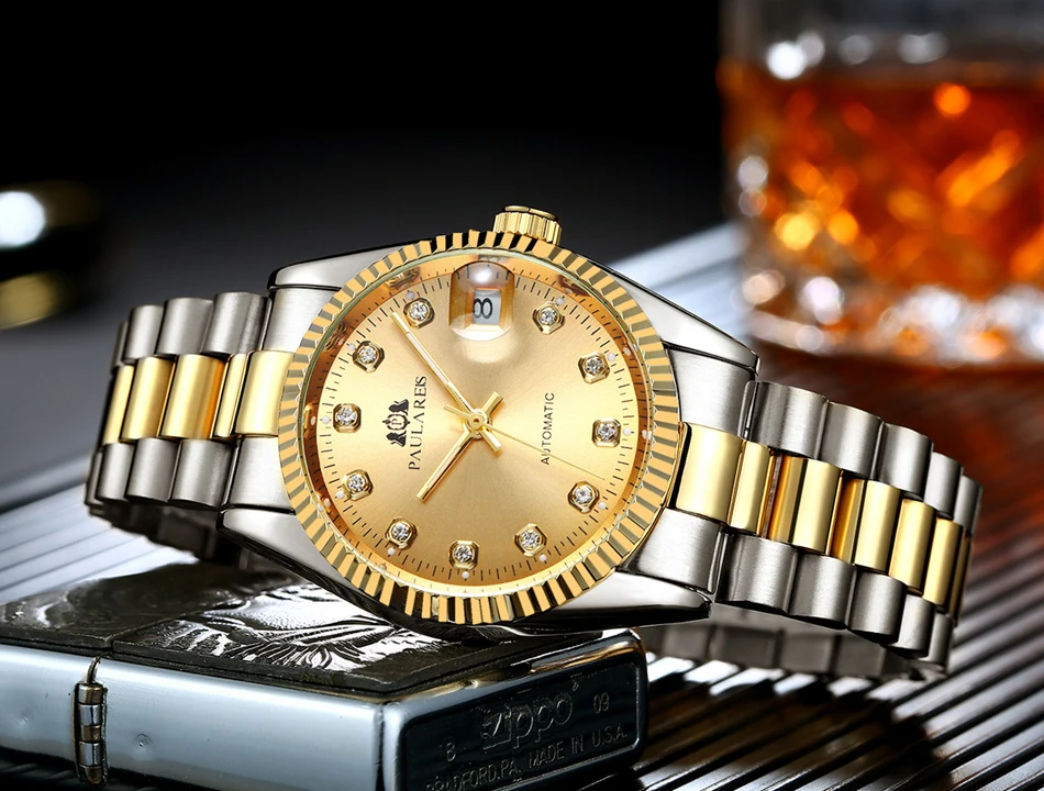Мужские автоматические механические часы из нержавеющей стали Datejust роскошный простой: золото, серебро 2 тона всего 36 мм часы с датой