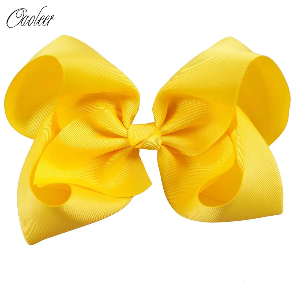 

8"Jumbo Solid Hair Bow Handmade Grosgrain Ribbon Hairbows Bowknot Barrette For Girls Kids Bow With Clips Big Hair Accessories
