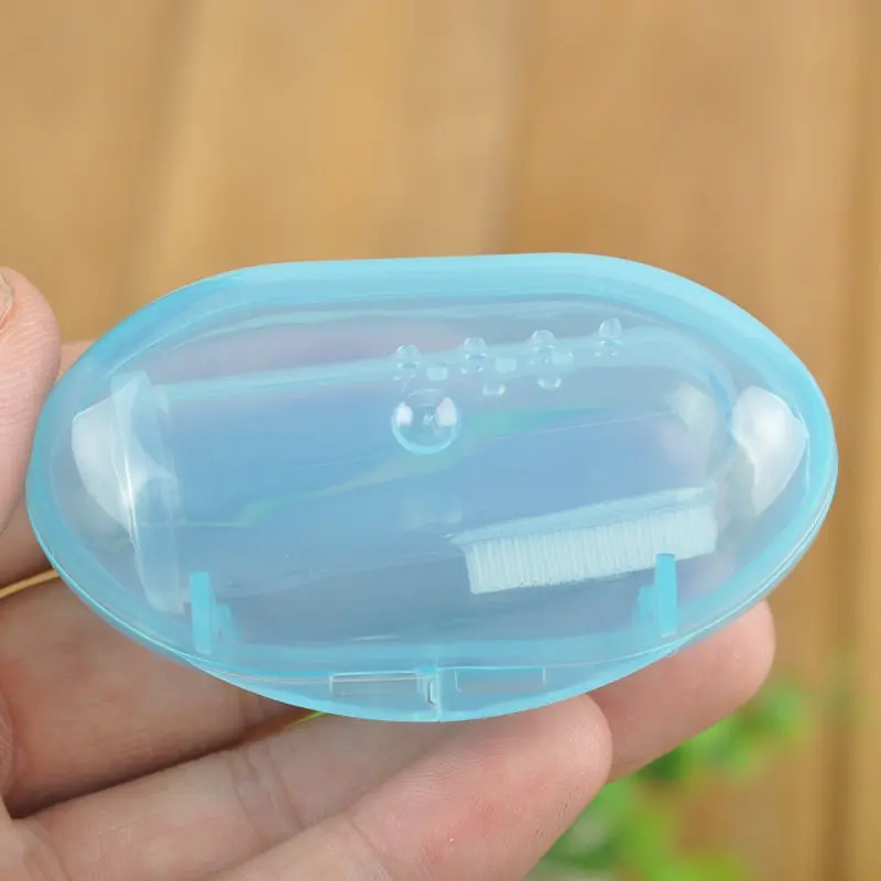 

Adorable Baby Finger Toothbrush With Children Teeth Clear Massage Soft Silicone Massager Infant Rubber Brush Set Box