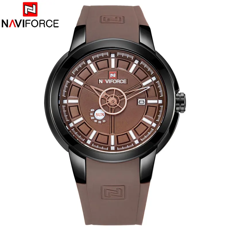 NAVIFORCE Брендовые мужские кварцевые часы водонепроницаемые спортивные на 30 м