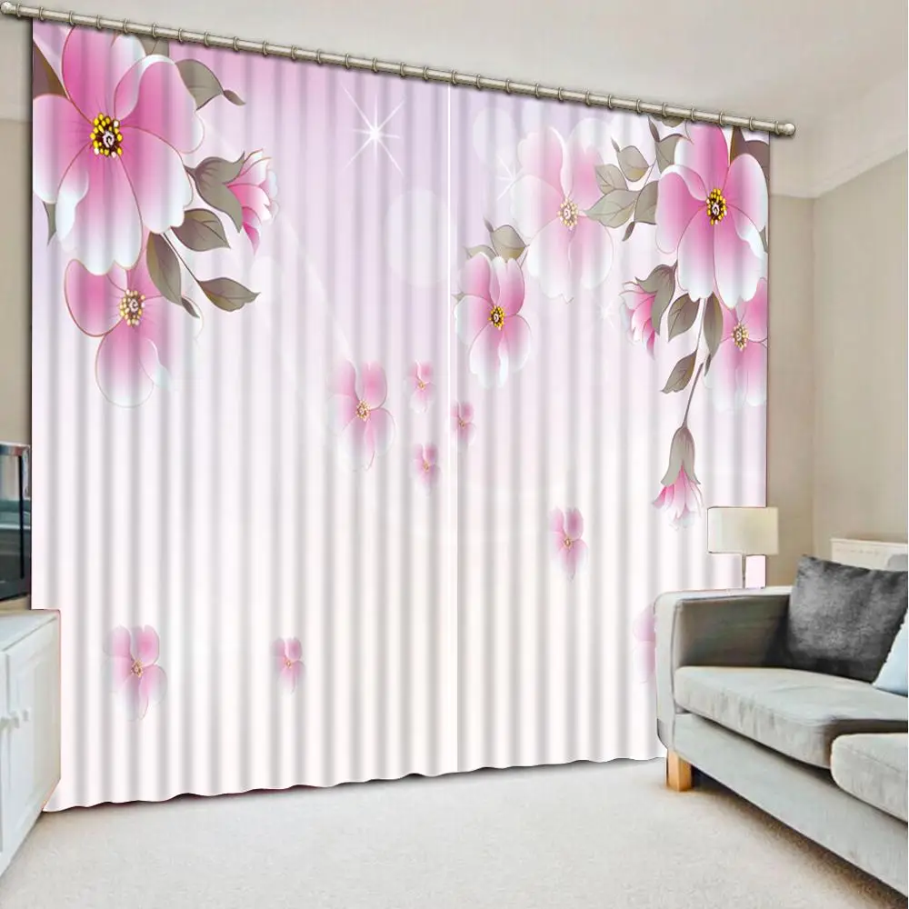 

customize Simple flower curtains for living room bedroom windows high quality curtain