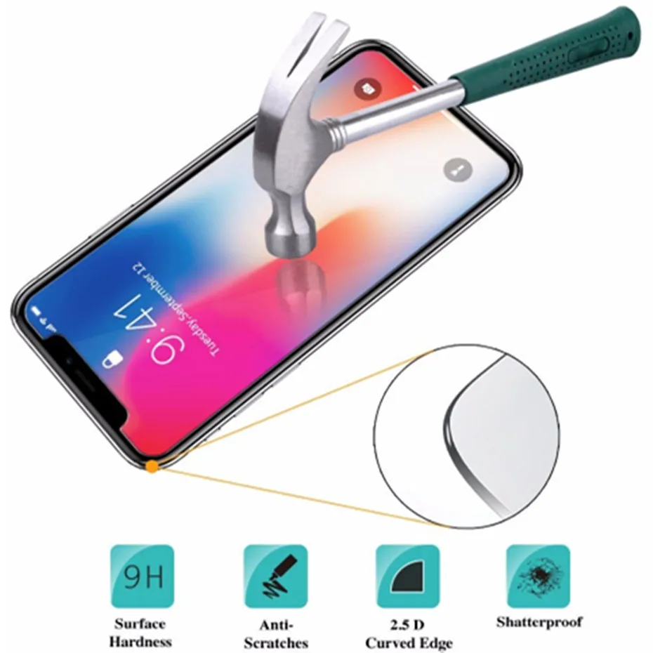 2 шт Защитное стекло для iphone X XS max 8 7 6 6s 5 5S se 4 4s XR 9 H защитный экран закаленное