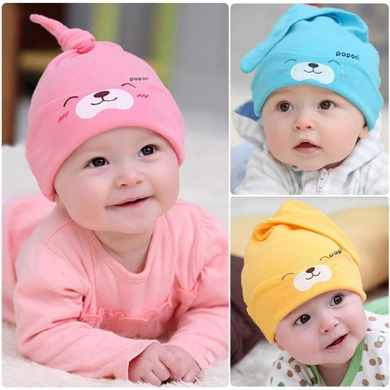 glittery sweet Cute Baby Hat Autumn Cartoon Newborn Caps Beanie Girls Boys Toddlers Cap Cotton Sleep Kids Headwear Hats | Детская одежда