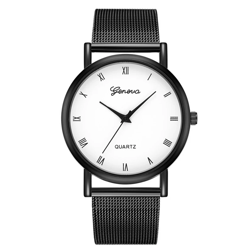 

GENEVA Women's Watches Ladies Wristwatch Stainless Steel Strap Brand Business Black Simple Clock Female Dress Quartz Woman Watch