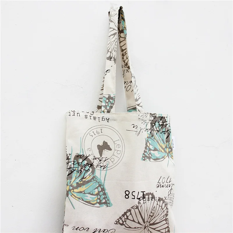 Yile ручная многоразовая сумка через плечо из хлопка и льна для покупок с большой