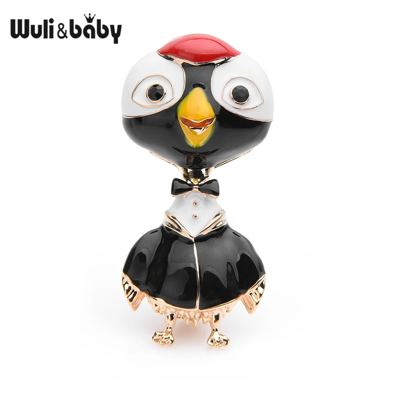 Wuli& baby, желтые и черные эмалированные броши в виде уток, милые животные, сплав, брошь для вечеринки, булавки, детские подарки