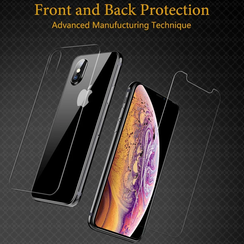 2 шт. = передняя+ задняя защитная пленка для iPhone XS MAX XR X 5 5S SE 4 4S пленка на весь корпус закаленное стекло для iPhone 8 7 6 6S Plus