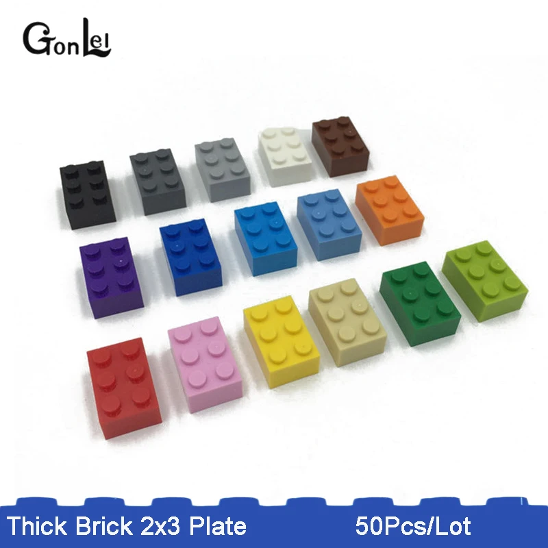 50 шт./лот MOC толстый Кирпич 2x3 Плиты строительные блоки сборные Кирпичи DIY игрушки
