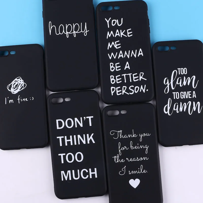 

For iPhone 12 8 8Plus X X Max 7 7Plus Lovely Cartoon Color Back Cover Funny Letter Quote Soft Matte Silicone Matte Case Fundas
