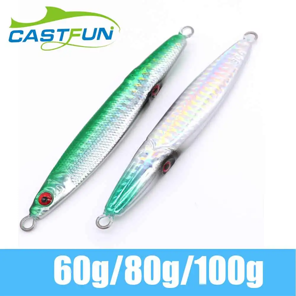 

CASTFUN Metal Jig Bait Fall Jigs Metal Jigging Lure Metal Spoon Lure Fishing Lure 1pc 60g 80g 100g Saltwater Slow Jig
