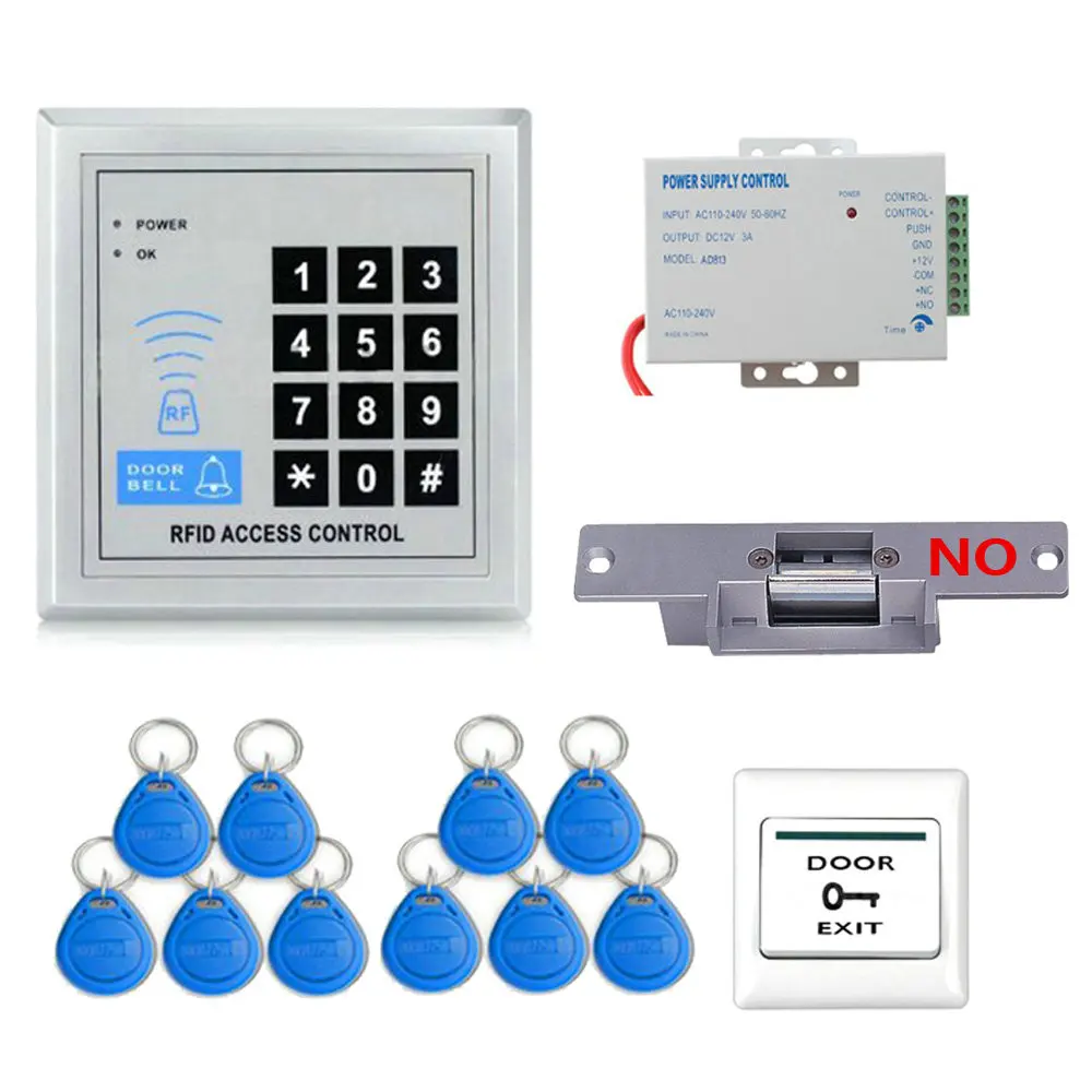 

Full RFID Door Access Control System Kit Set (Electric Strike Lock + Access Control Power Supply + Push Release) Free Shipping