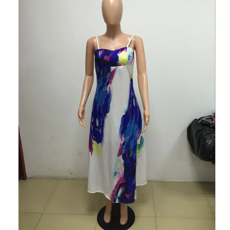 Летнее Модное Длинное платье без бретелек с открытыми плечами и цветочным