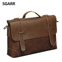 2021 casual men briefcase crazy horse pu leather mens messenger bag laptop bag business briefcase male crossbody bag travel bag