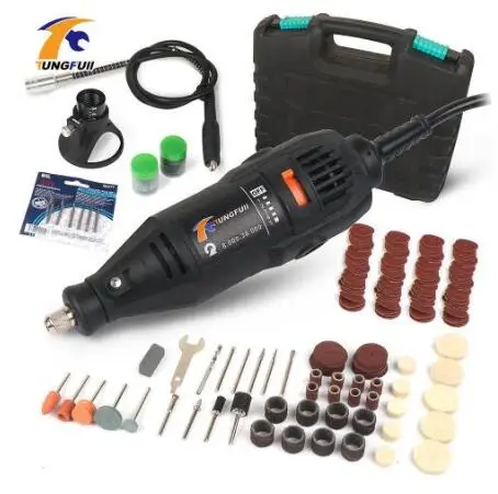 188pcs TUNGFULL Dremel 130 Вт полированный гравированный Электроинструмент с 288 шт. аксессуары для Dremel Электрический деревообрабатывающий инструмент Мини дрель гравер - Цвет: 188pcs