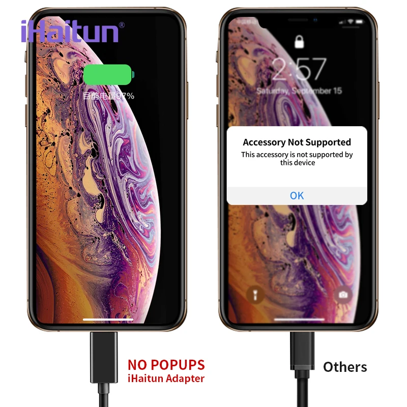 IHaitun 2в1 кабель адаптер для iPhone XS MAX XR X 7 8 Plus сплиттер конвертер зарядное устройство