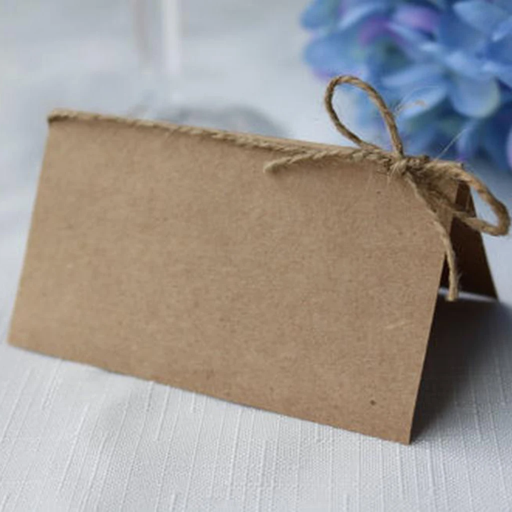 

25/50pcs Blank Kraft Paper Place Name Card Rustic Wedding Table Cards Twine Bow