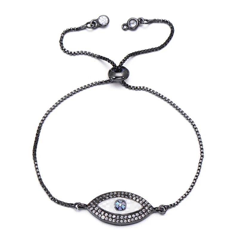 Pipitree Роскошный натуральный корпус браслет evil eye микро ювелирные изделия из циркона Регулируемая цепочка из розового золота цветные браслеты для женщин и мужчин - Окраска металла: black