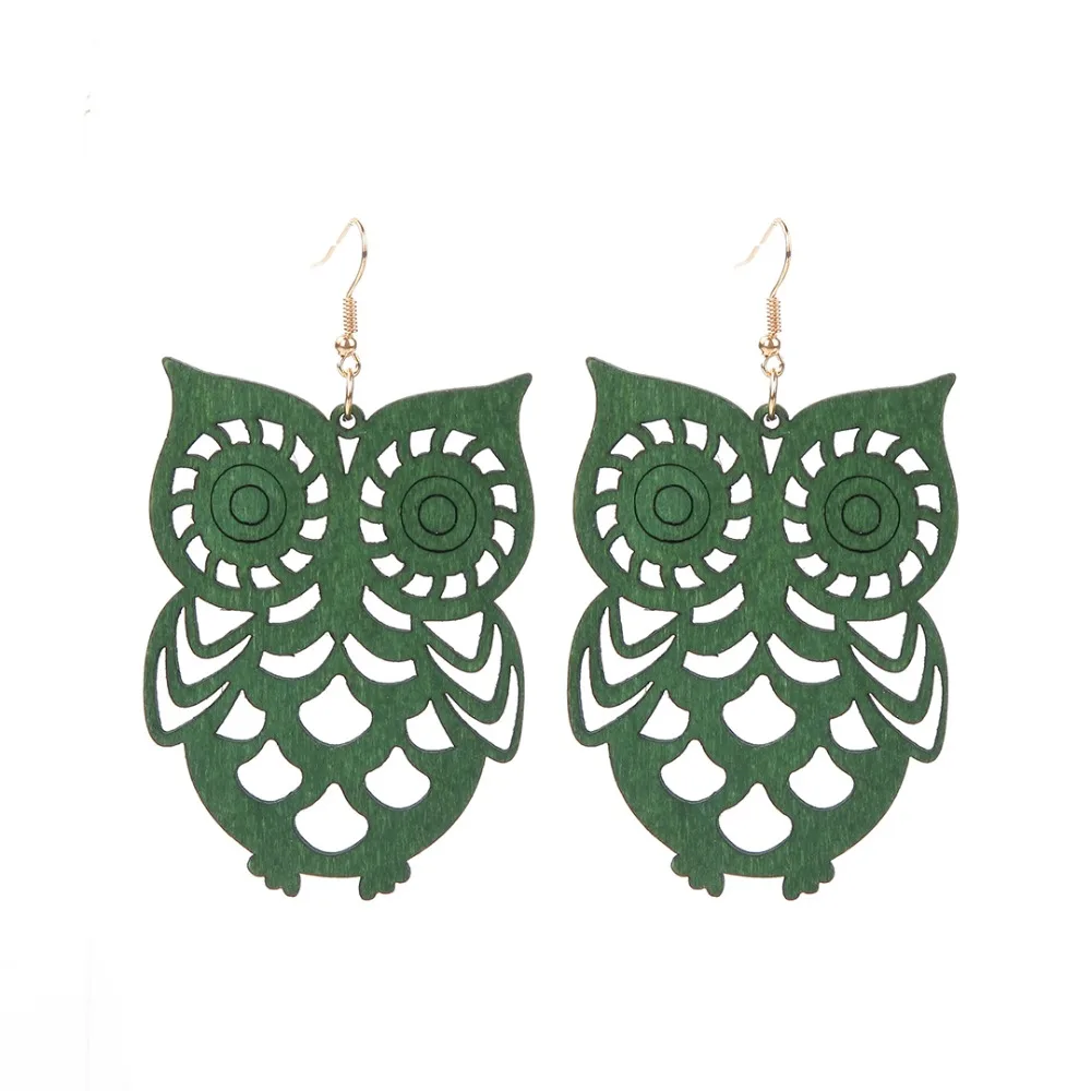 

YULUCH 2018 Popular ethnic style natural wooden owl pendant earrings for fashion African women earrings jewelry gifts