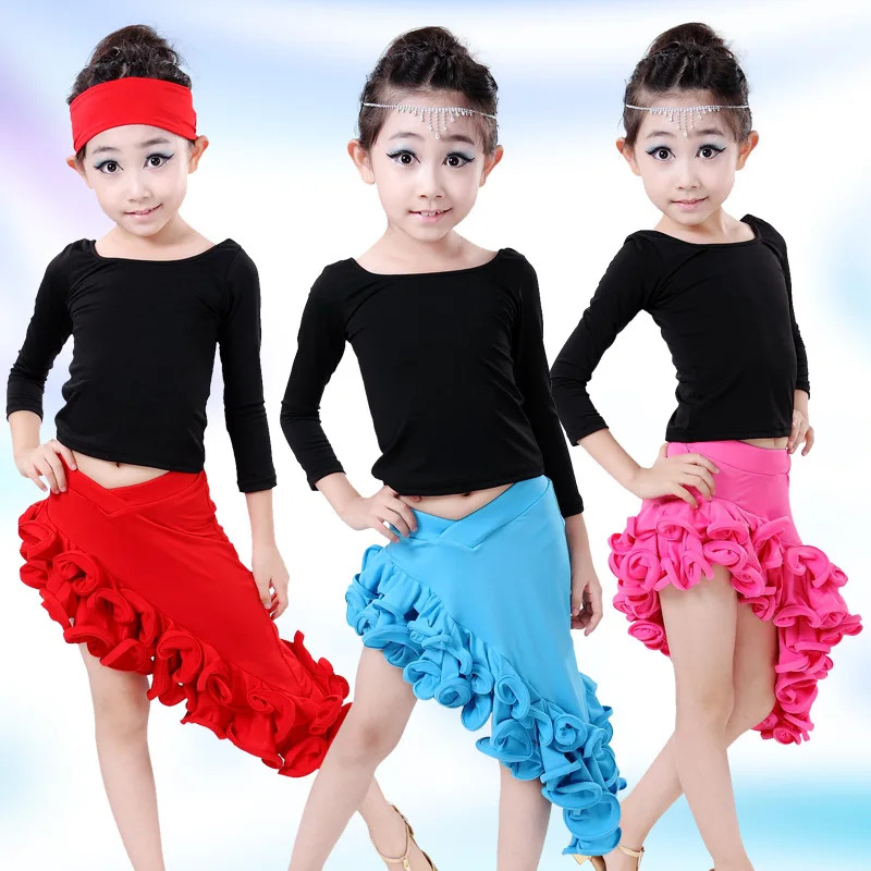 

Fashion Irregularity Child Latin Dress Long Sleeve Children's Ballroom Stage Clothing Children Dancing Costume Ballroom Dance 16
