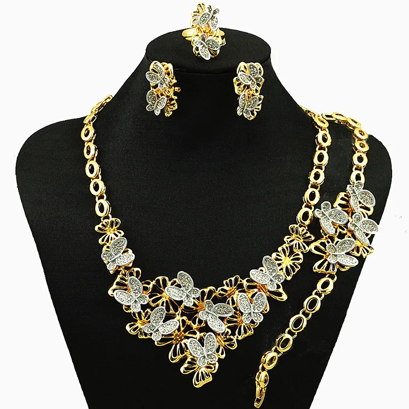 Комплект из колье и серёг серебра 24 к|african jewelry necklaces|fine setgold set |