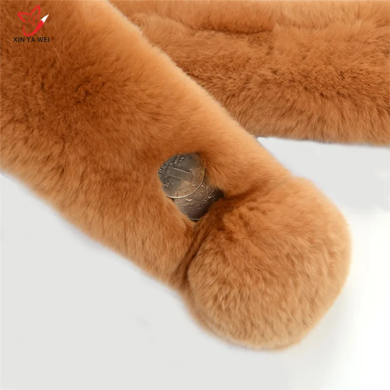 100% Роскошные зимние натуральной Reabbit меховой шарф Для женщин теплый волосатая