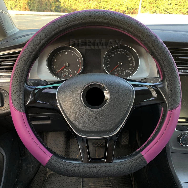 Фиолетовый D Форма из искусственной кожи чехол рулевого колеса автомобиля для Suzuki Swift для Volkswagen Golf VII(4, 5, 6, 7, Nissan космического аппарата изгой Qashqai - Название цвета: Фиолетовый