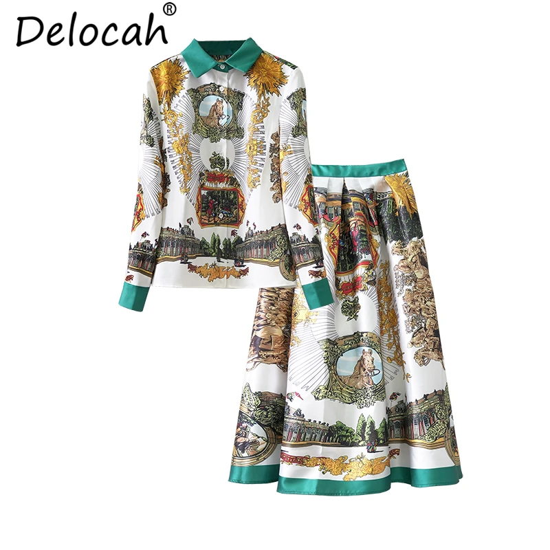 Delocah/осенний Женский комплект модный Дизайнерский Костюм простая рубашка с