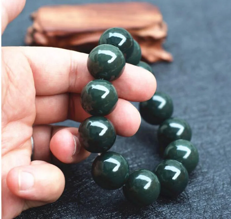 Натуральные темно-зеленые бусины Будды HETIAN Nephrite искусственные китайские