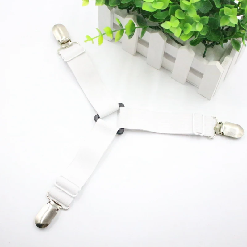 4pcs Adjustable Bed Fitted Sheet Straps Bed Sheets Straps Braces Crisscross Suspenders Gripper Storage Holder Fastener Clips