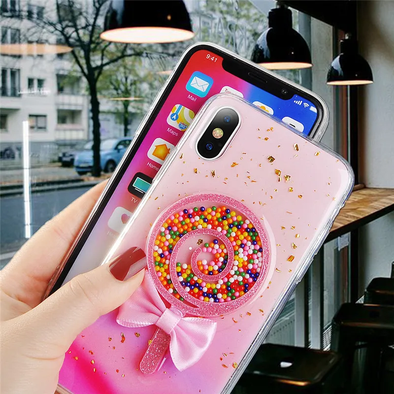 3D леденец градиентный телефонный чехол для iPhone XR XS Max блестящий золотой фольгой Мягкий ТПУ чехол для iPhone X 6 6S 7 8 Plus чехол Capa Funda