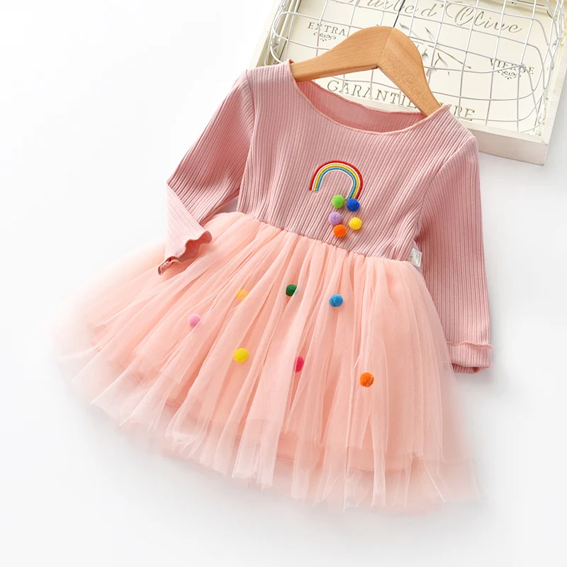 BibiCola 2020 girls fashion dress spring autumn new children long sleeve mesh party for kids cotton princess | Детская одежда и
