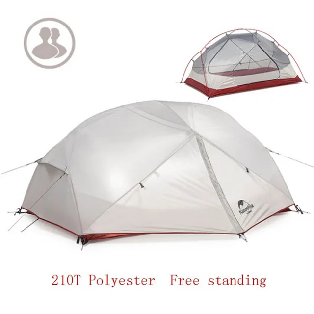 210T 2 Person Naturehike 2 человека двухслойные 20D силиконовые ткань купол непромокаемый тент Открытый Сверхлегкий Палатка 3 цвета - Цвет: 210T 2 Person