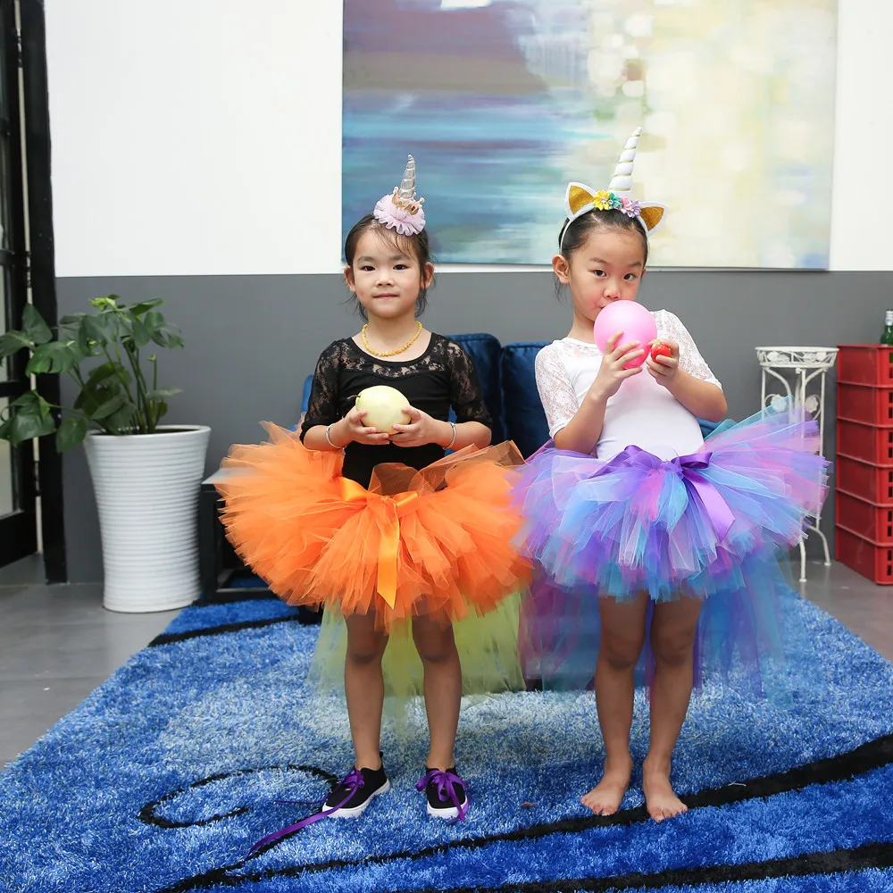 Юбка-пачка для маленьких девочек пышная детская балетная Pettiskirts Шлейфом Тюль принцесса юбки для девочек для детей День рождения танец пачка