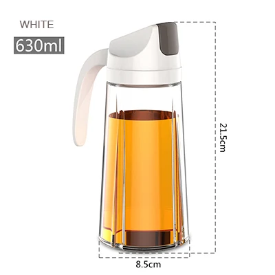 WHITE 630ML Boxi кухонная стеклянная бутылка для масла, диспенсер с автоматическим открыванием, закрывающиеся домашние бутылки для масла и уксуса, медовый контейнер для оливкового масла - Цвет: WHITE 630ML