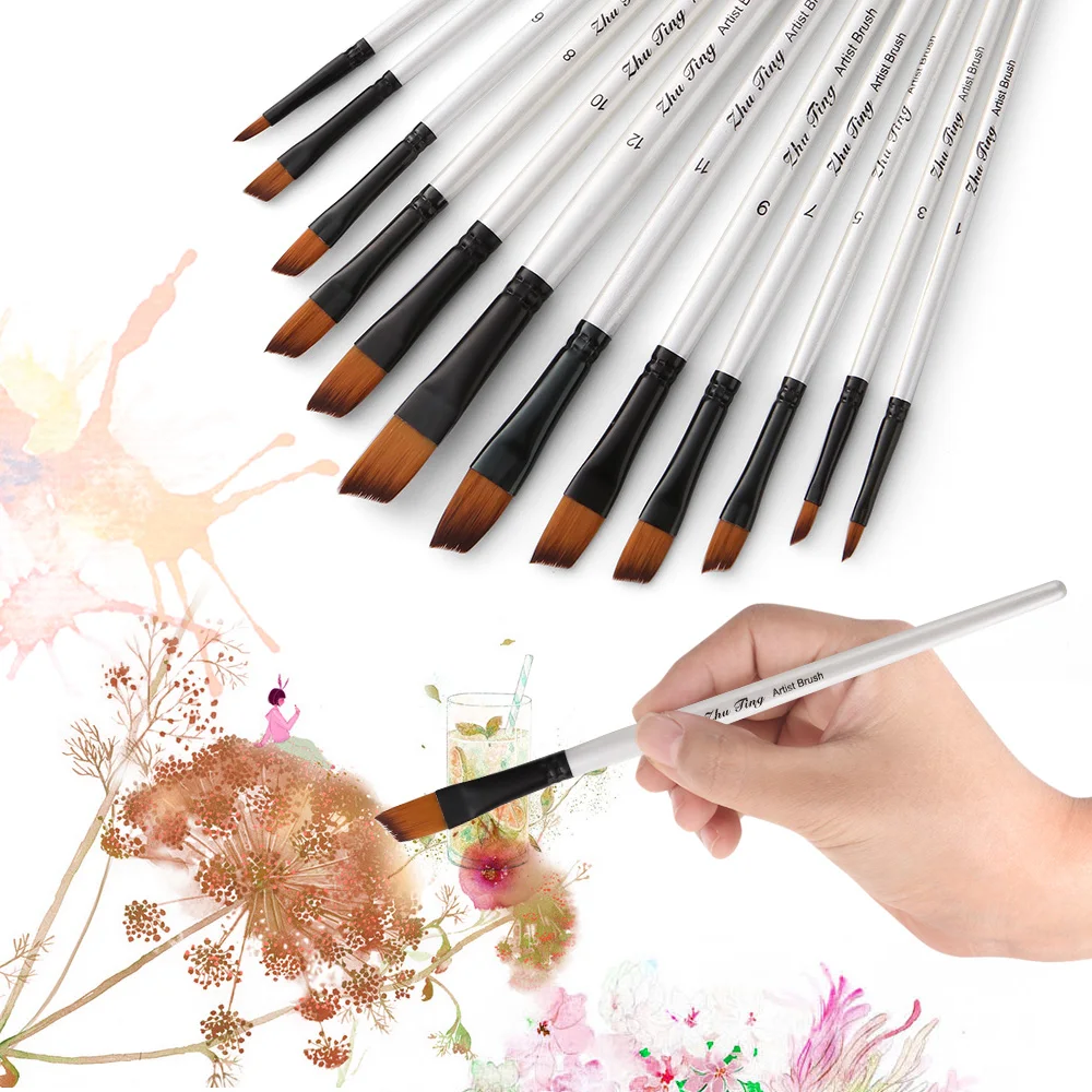 12 шт. набор кистей для рисования нейлоновые волосы | Канцтовары офиса и дома