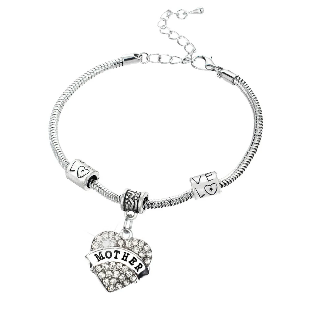 Bespmosp модный браслет для мамы и дочери с кристаллами Стразы очаровательное Сердце