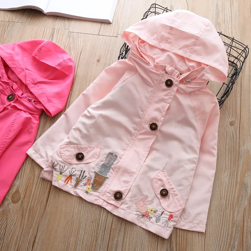 Baby Girl hoodies infant jackets coat for Girls Cartoon rabbit Spring Autumn outerwear Children's Coat Kids Trench coats 1-6year | Детская