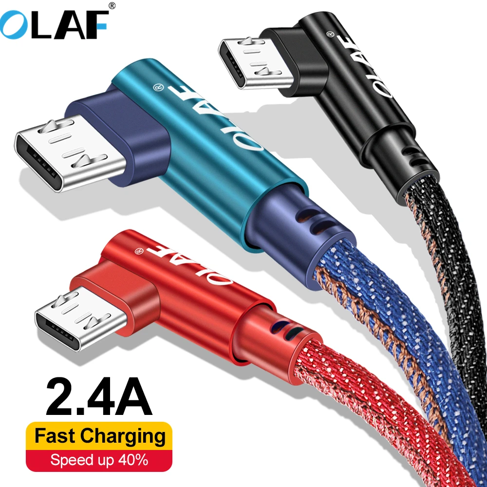 Olaf Micro USB быстрый заряд кабеля кабель для передачи данных samsung Xiaomi LG L-line 90 градусов