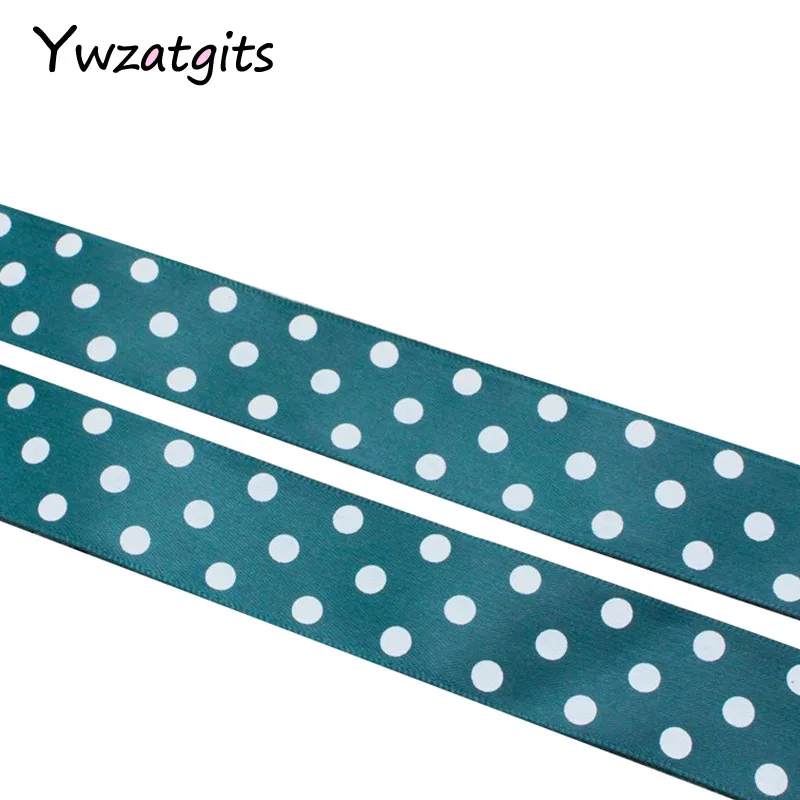 Ywzatgits 1 ''25 мм с узором в горошек, атласная лента, сделай сам, для шитья и украшения волос, бант, 5 ярдов/партия, YT0205