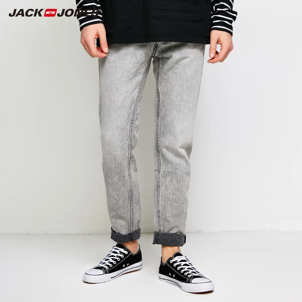 JackJones мужские зимние выцветающие джинсы на молнии байкерские брюки модные