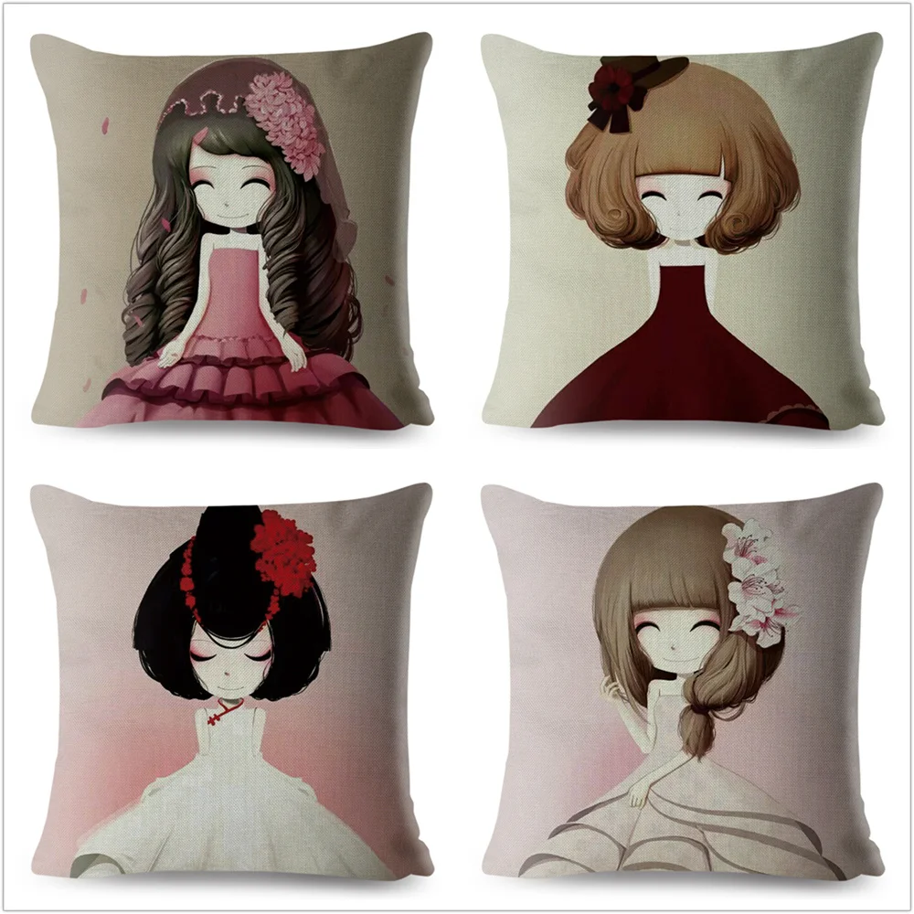 Милый мультяшный цветочный чехол для подушки девочки декоративная наволочка