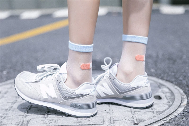 Мягкие сетчатые носки лето 2019 тонкие в горошек женские ультратонкие прозрачные