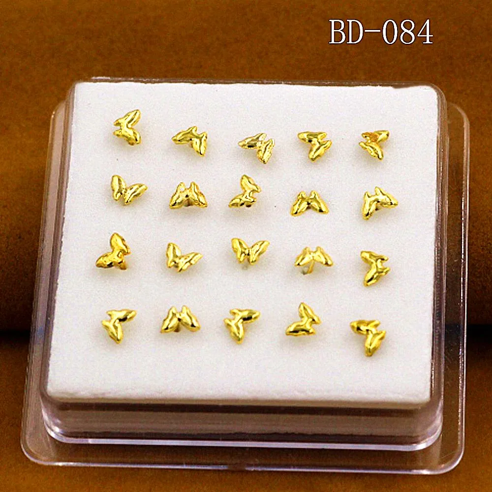 20ps Free Delivery Jewelry Nose Studs Plating 18 K New Butterfly Nail Contracted Smooth &amp | Украшения и аксессуары