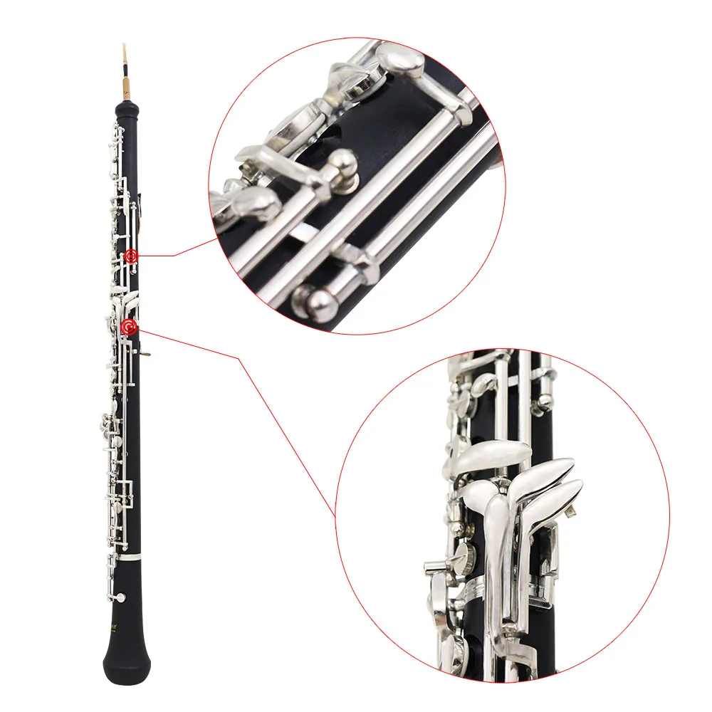 Профессиональный Oboe C Ключ Мельхиор покрытый серебром с тростниковые перчатки