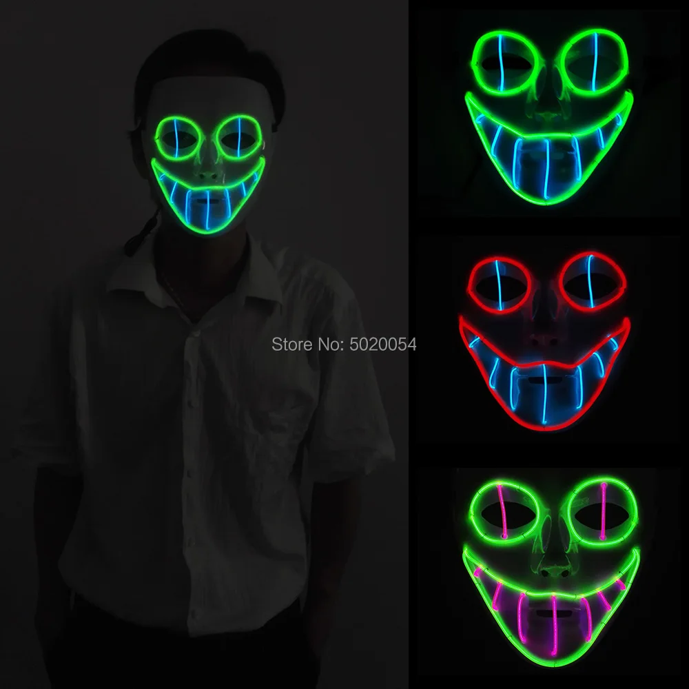 

Horror Face Glowing Mask LED Light Up EL Flashing Mask For Halloween Scary Cosplay Skull Dancing Night Party Luminous Masks