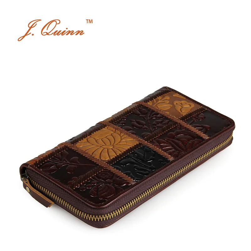 J. Quinn новинка женский клатч на молнии кошельки Длинный кошелек из натуральной