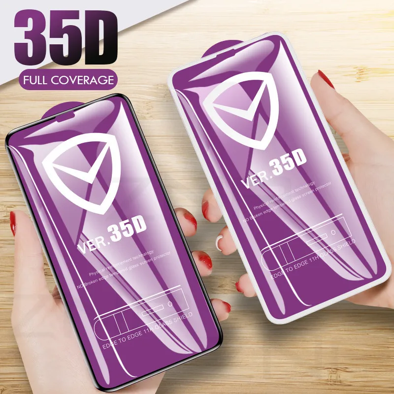 ZNP 35D Защитное стекло для iPhone 6 6s 7 8 plus XR X XS стекло полное покрытие iPhone Xs Max защита экрана закаленное стекло